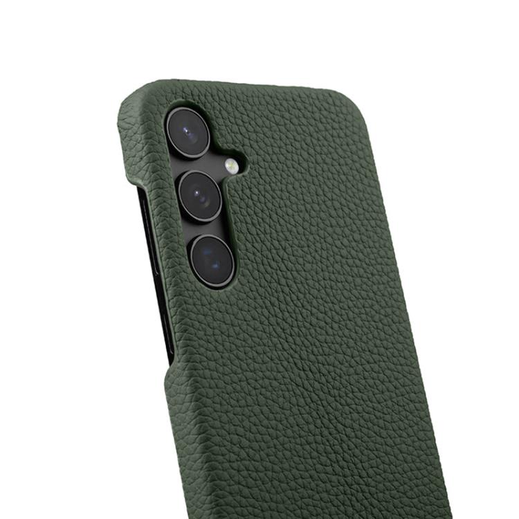 For Samsung Galaxy S24 5G melkco Litchi Texture Magnetic Half Coverage Genuine Leather Phone Case