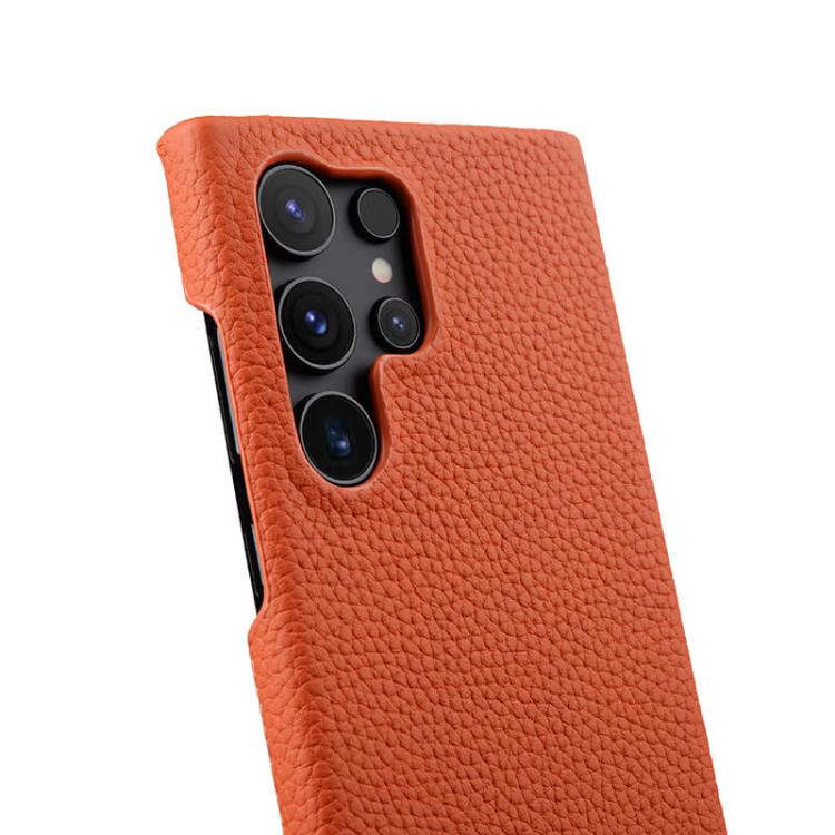 For Samsung Galaxy S24 Ultra 5G melkco Litchi Texture Magnetic Half Coverage Genuine Leather Phone Case