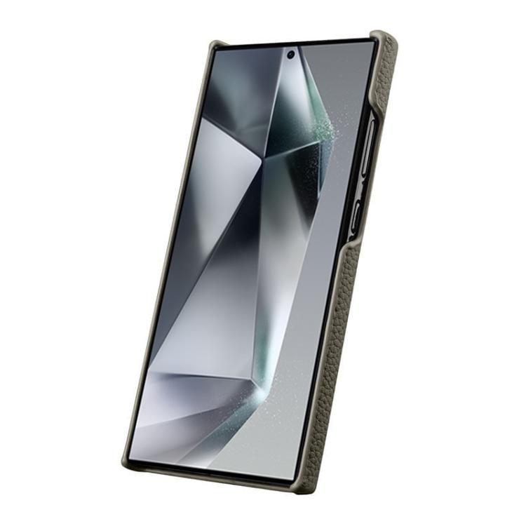For Samsung Galaxy S24 Ultra 5G melkco Litchi Texture Magnetic Half Coverage Genuine Leather Phone Case