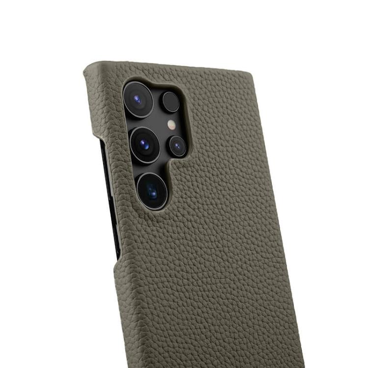For Samsung Galaxy S24 Ultra 5G melkco Litchi Texture Magnetic Half Coverage Genuine Leather Phone Case