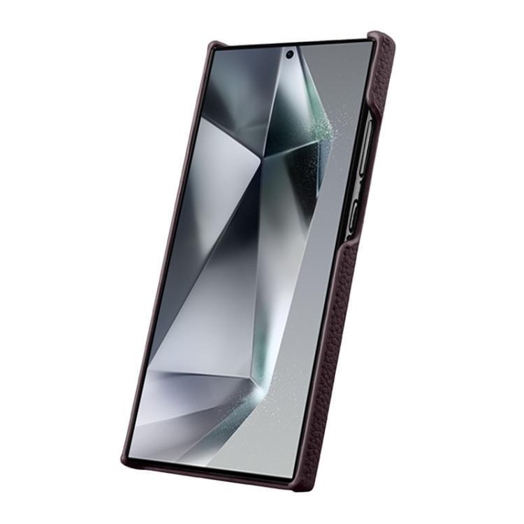 For Samsung Galaxy S24 Ultra 5G melkco Litchi Texture Magnetic Half Coverage Genuine Leather Phone Case