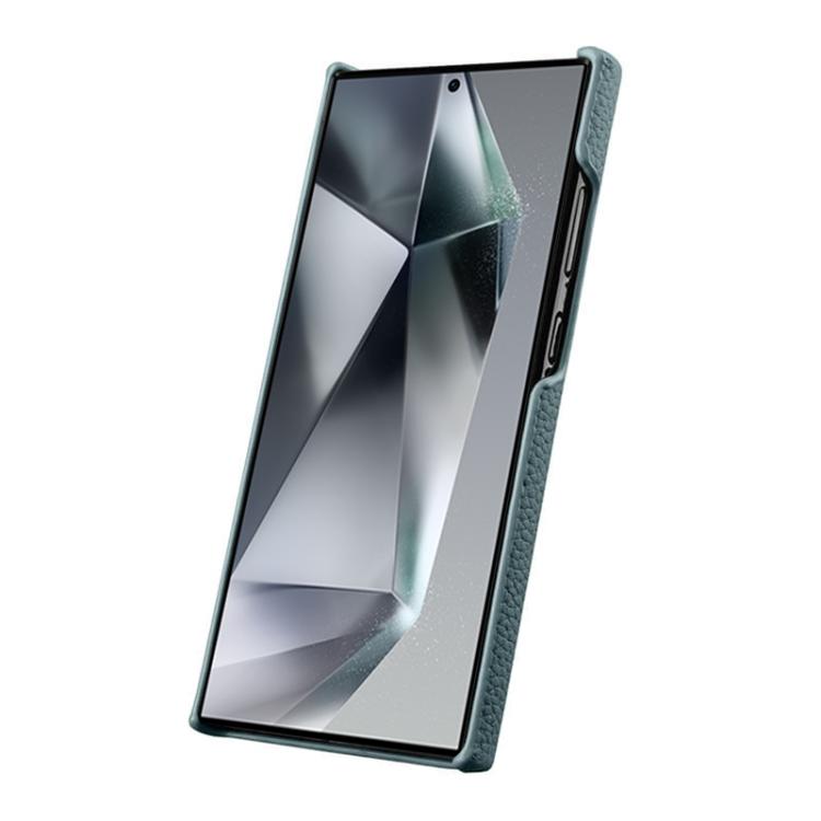 For Samsung Galaxy S24 Ultra 5G melkco Litchi Texture Magnetic Half Coverage Genuine Leather Phone Case