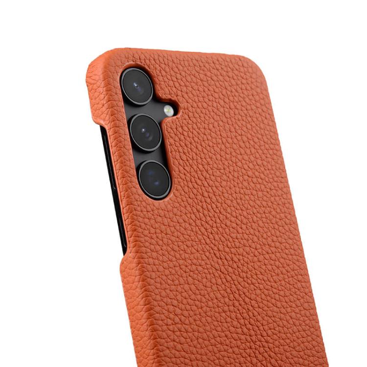 For Samsung Galaxy S25 5G melkco Litchi Texture Magnetic Half Coverage Genuine Leather Phone Case