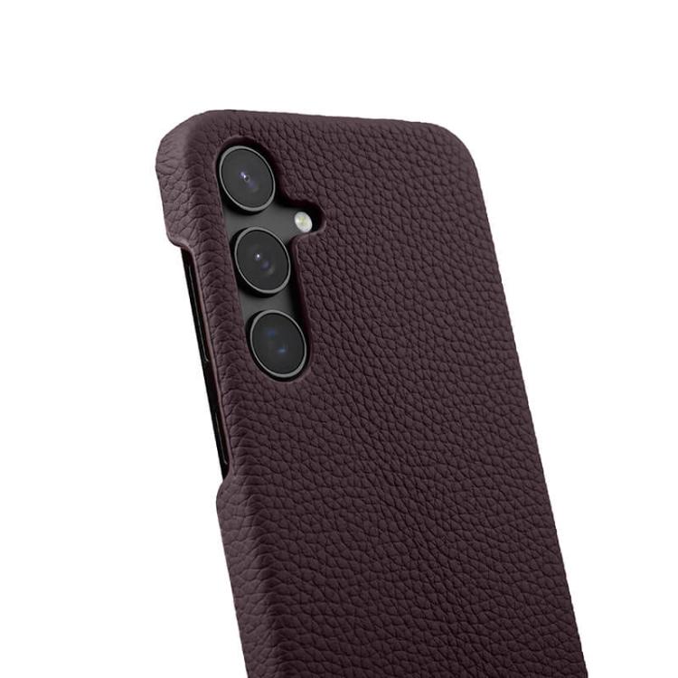 For Samsung Galaxy S25 5G melkco Litchi Texture Magnetic Half Coverage Genuine Leather Phone Case