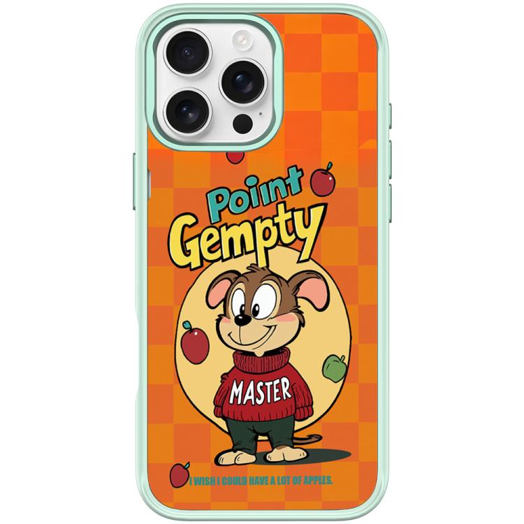 For iPhone 16 Pro Max Red Green Apple Dog Pattern Magnetic Phone Case