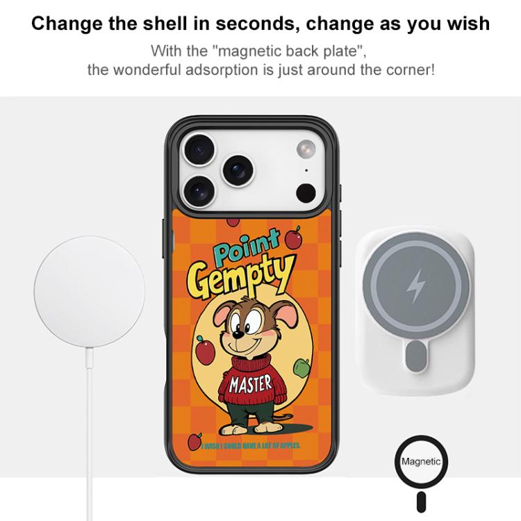 For iPhone 16 Plus Red Green Apple Dog Pattern Magnetic Phone Case