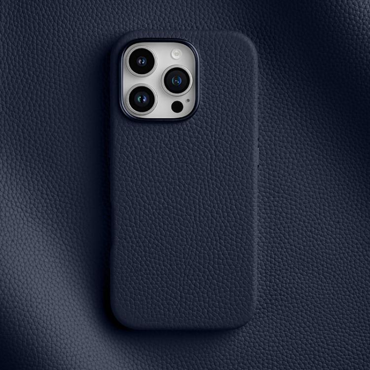 For iPhone 16 Pro melkco Litchi Texture Magnetic Full Coverage Genuine Leather Phone Case