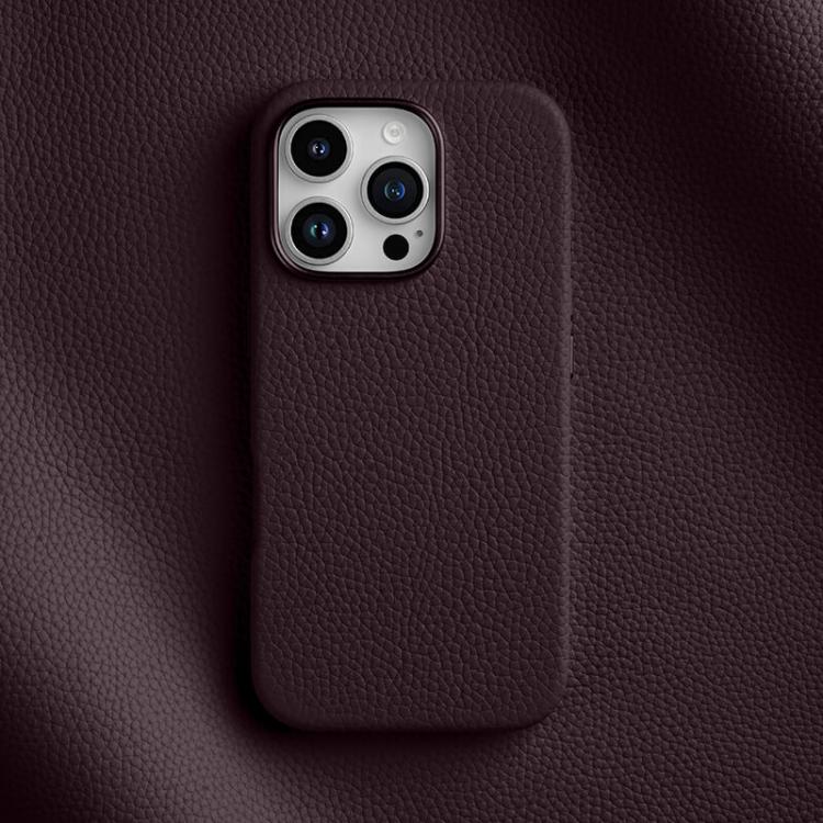 For iPhone 16 Pro melkco Litchi Texture Magnetic Full Coverage Genuine Leather Phone Case