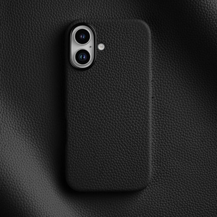 For iPhone 16 Plus melkco Litchi Texture Magnetic Full Coverage Genuine Leather Phone Case