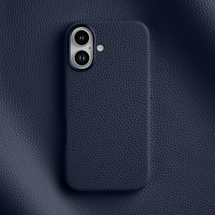 For iPhone 16 Plus melkco Litchi Texture Magnetic Full Coverage Genuine Leather Phone Case