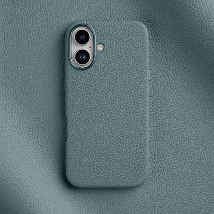 For iPhone 16 Plus melkco Litchi Texture Magnetic Full Coverage Genuine Leather Phone Case