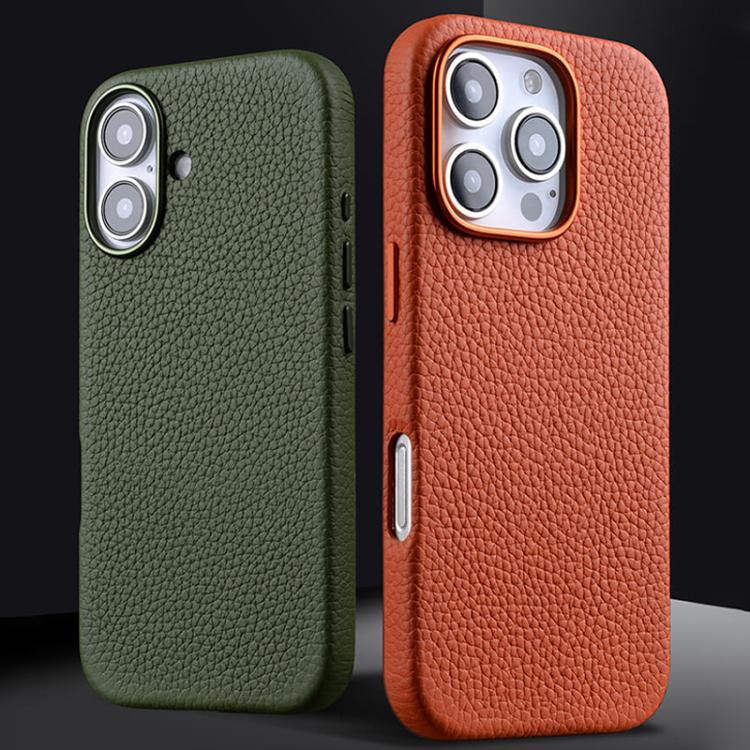 For iPhone 16 melkco Litchi Texture Magnetic Full Coverage Genuine Leather Phone Case
