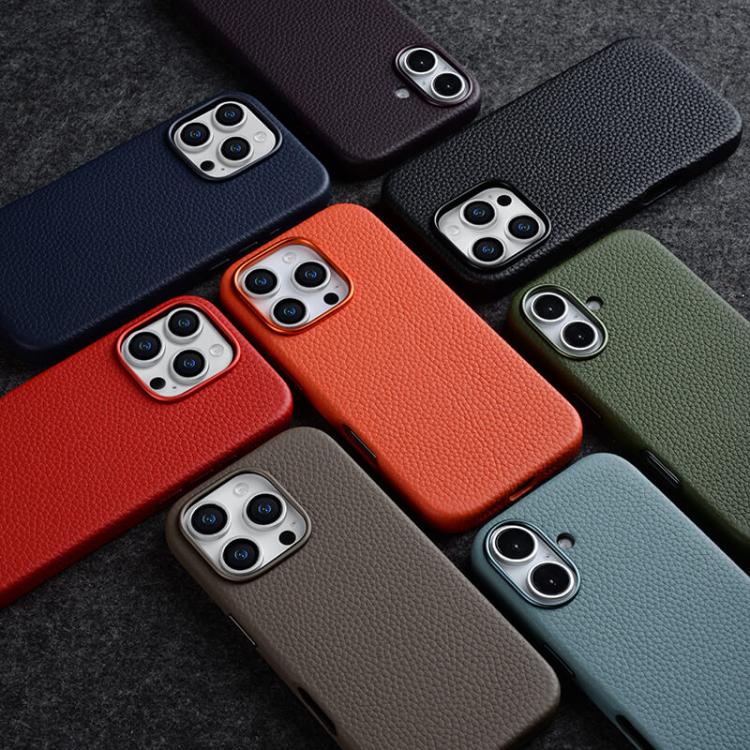For iPhone 16 melkco Litchi Texture Magnetic Full Coverage Genuine Leather Phone Case