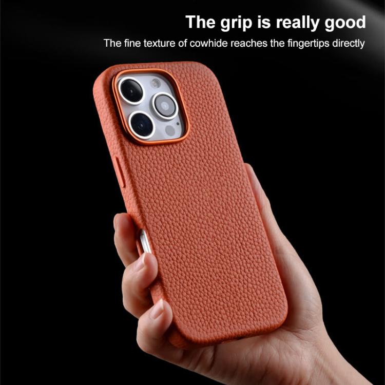 For iPhone 16 melkco Litchi Texture Magnetic Full Coverage Genuine Leather Phone Case
