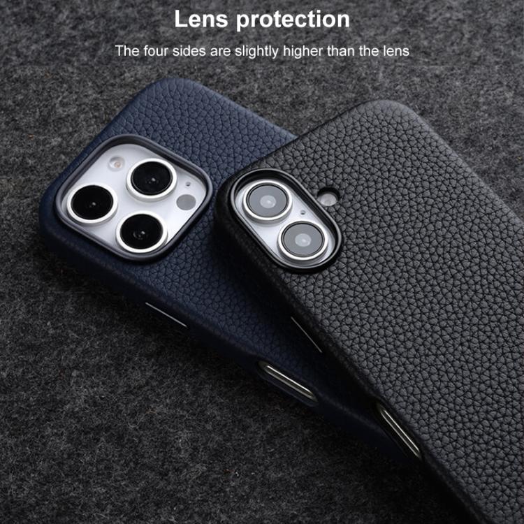 For iPhone 16 melkco Litchi Texture Magnetic Full Coverage Genuine Leather Phone Case