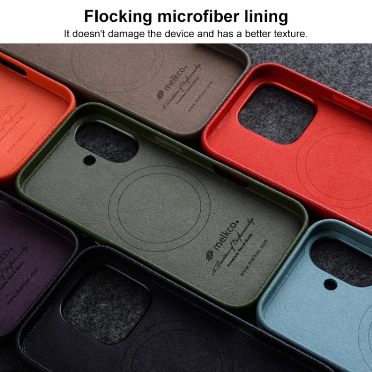 For iPhone 16 melkco Litchi Texture Magnetic Full Coverage Genuine Leather Phone Case