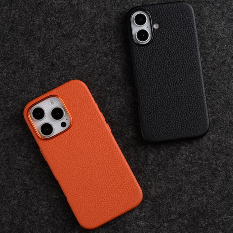 For iPhone 16 melkco Litchi Texture Magnetic Full Coverage Genuine Leather Phone Case
