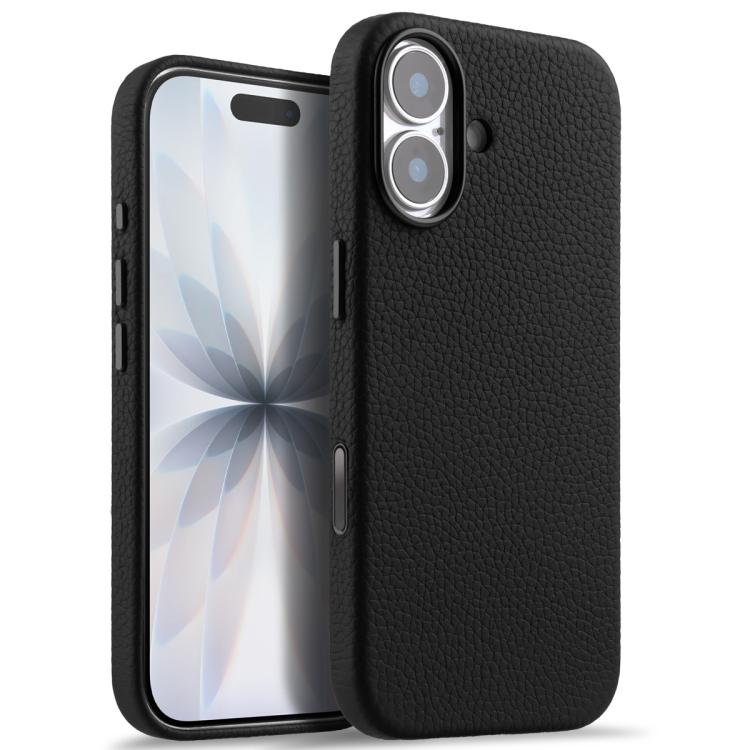 For iPhone 17 melkco Litchi Texture Magnetic Full Coverage Genuine Leather Phone Case with AI Button
