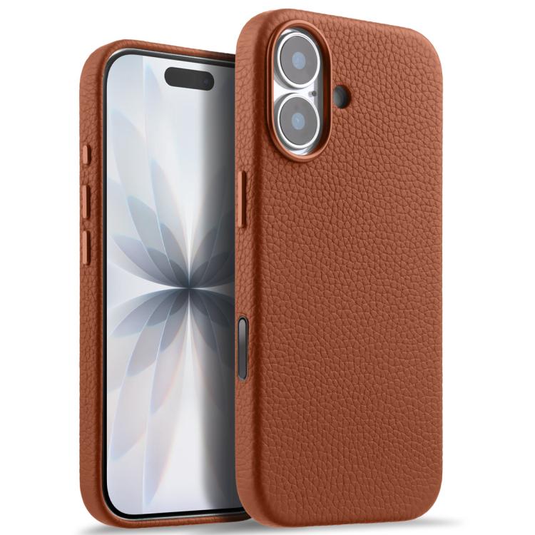 For iPhone 17 melkco Litchi Texture Magnetic Full Coverage Genuine Leather Phone Case with AI Button