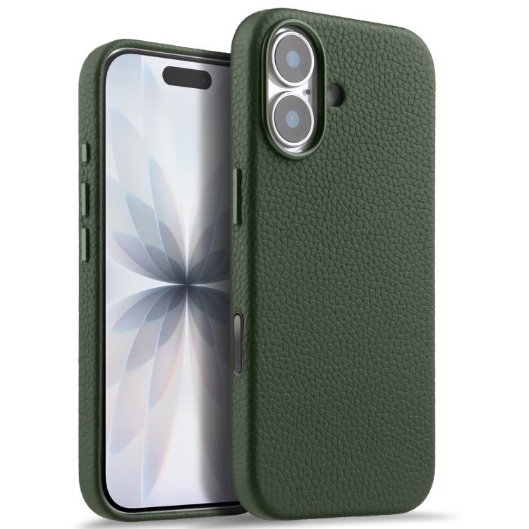 For iPhone 17 melkco Litchi Texture Magnetic Full Coverage Genuine Leather Phone Case with AI Button