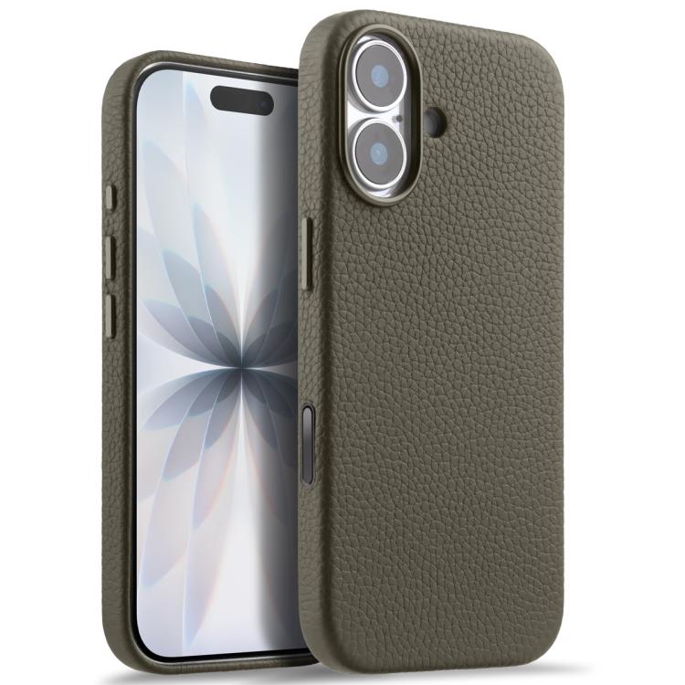 For iPhone 17 melkco Litchi Texture Magnetic Full Coverage Genuine Leather Phone Case with AI Button
