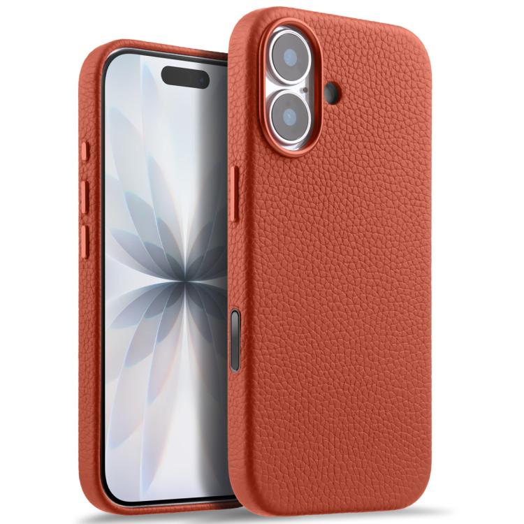 For iPhone 17 melkco Litchi Texture Magnetic Full Coverage Genuine Leather Phone Case with AI Button