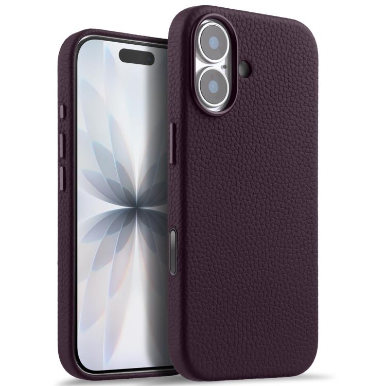 For iPhone 17 melkco Litchi Texture Magnetic Full Coverage Genuine Leather Phone Case with AI Button