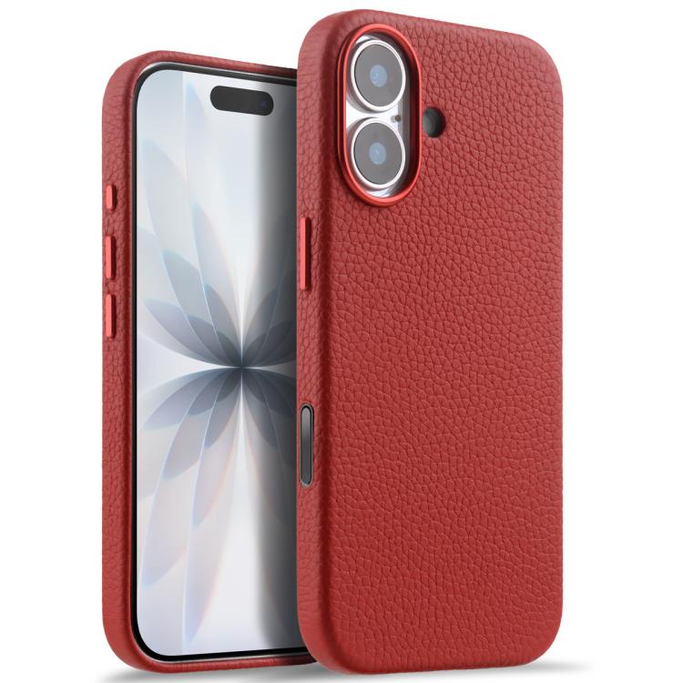 For iPhone 17 melkco Litchi Texture Magnetic Full Coverage Genuine Leather Phone Case with AI Button
