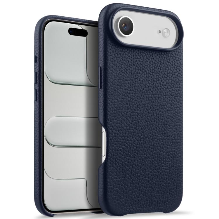 For iPhone Air melkco Litchi Texture Magnetic Full Coverage Genuine Leather Phone Case with AI Button