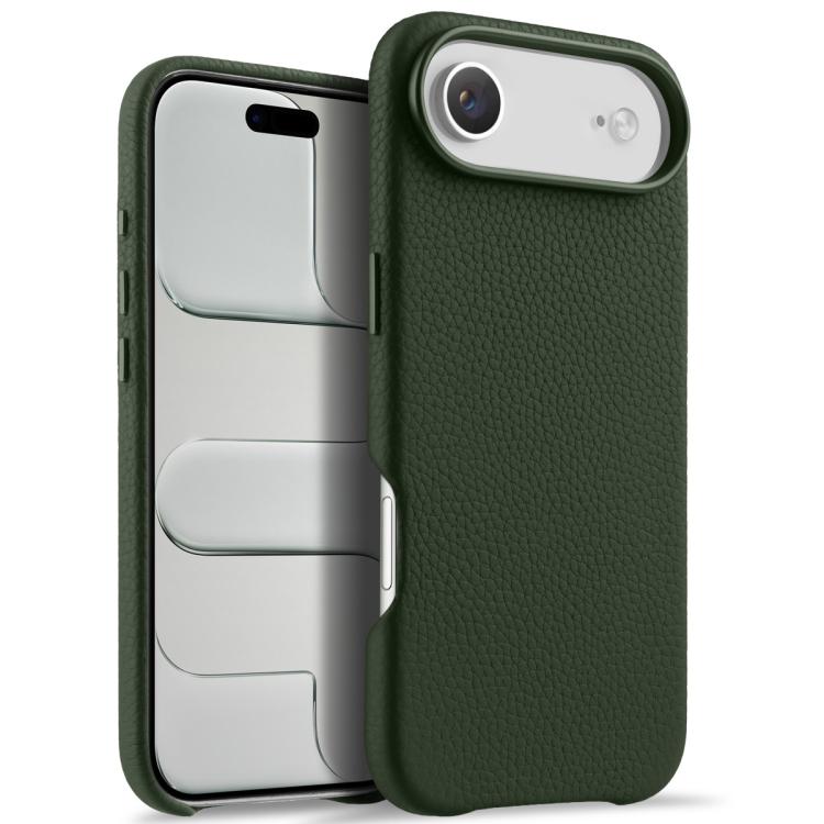 For iPhone Air melkco Litchi Texture Magnetic Full Coverage Genuine Leather Phone Case with AI Button
