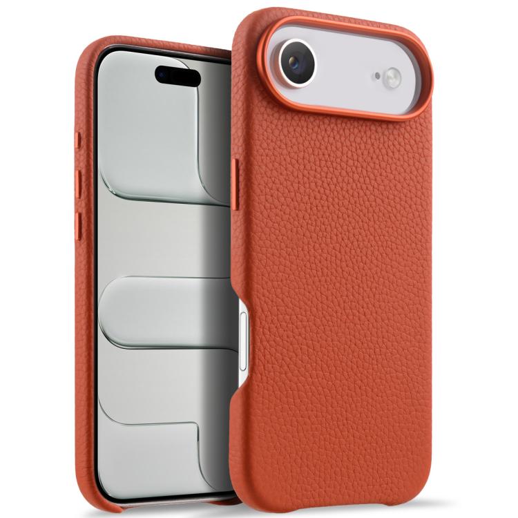 For iPhone Air melkco Litchi Texture Magnetic Full Coverage Genuine Leather Phone Case with AI Button