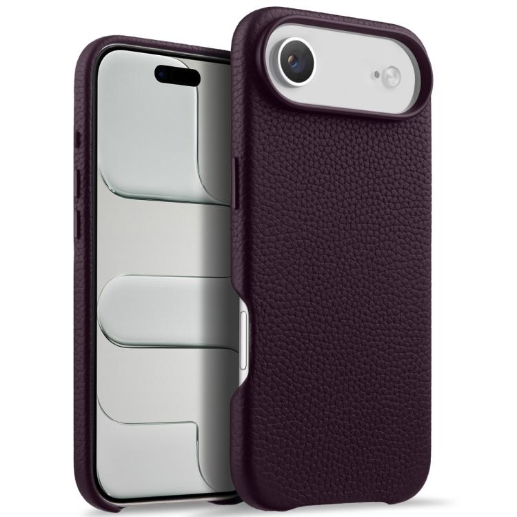 For iPhone Air melkco Litchi Texture Magnetic Full Coverage Genuine Leather Phone Case with AI Button