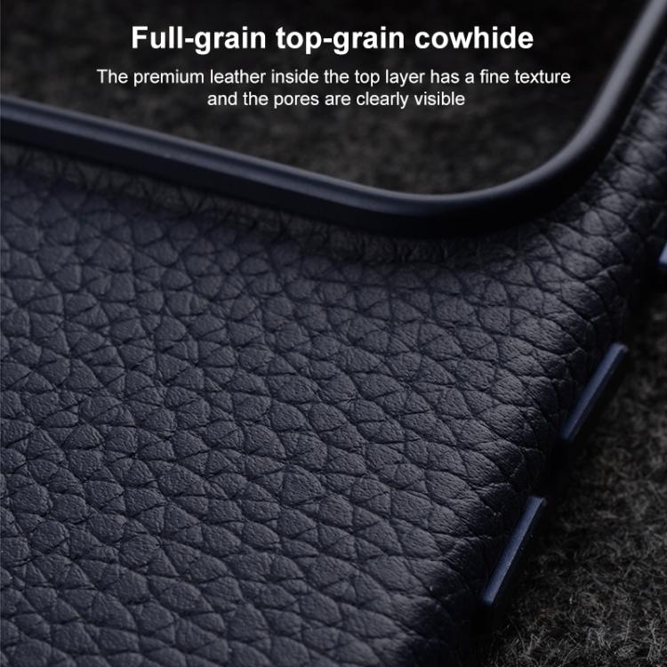 For iPhone Air melkco Litchi Texture Magnetic Full Coverage Genuine Leather Phone Case with AI Button