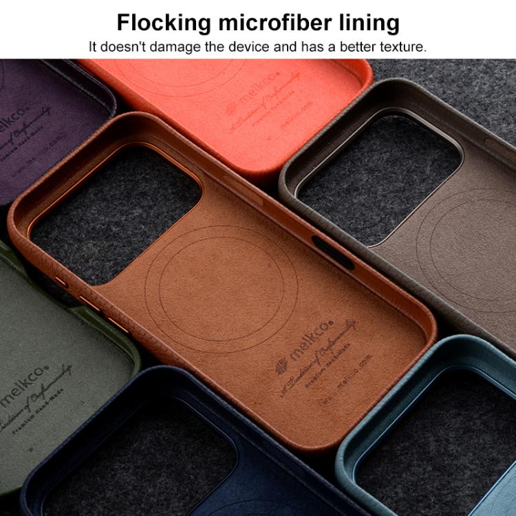 For iPhone Air melkco Litchi Texture Magnetic Full Coverage Genuine Leather Phone Case with AI Button