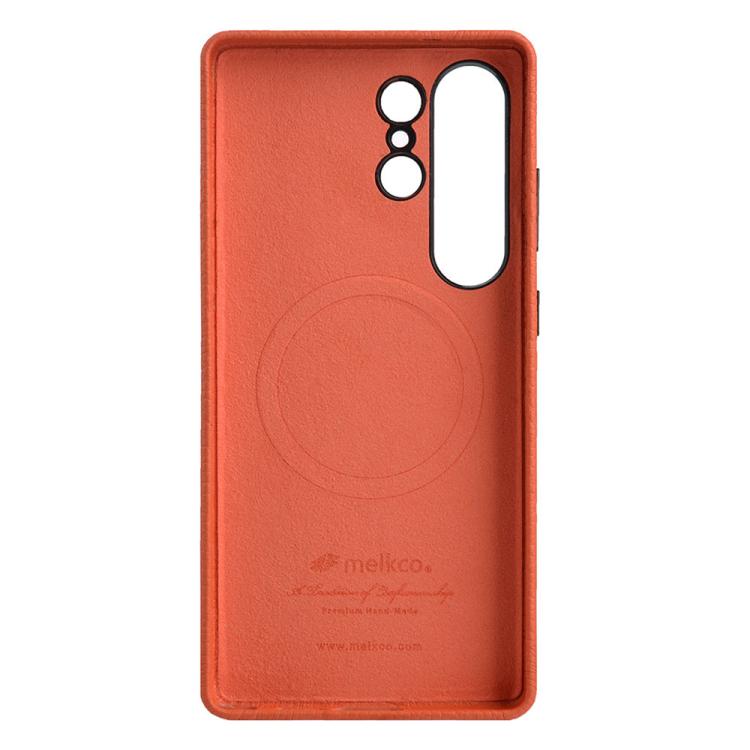 For Samsung Galaxy S25 Ultra 5G melkco Litchi Texture Magnetic Full Coverage Genuine Leather Phone Case