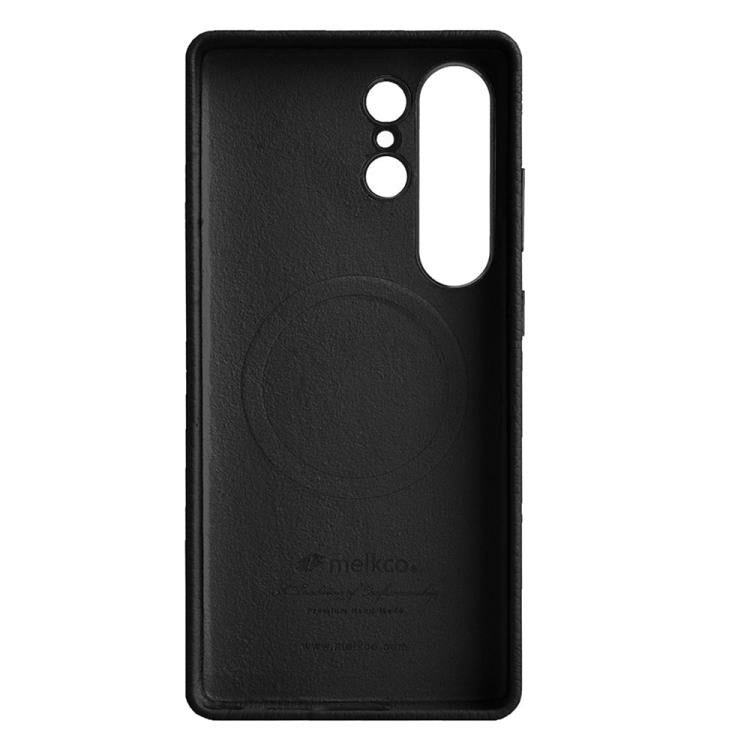 For Samsung Galaxy S25 Ultra 5G melkco Litchi Texture Magnetic Full Coverage Genuine Leather Phone Case