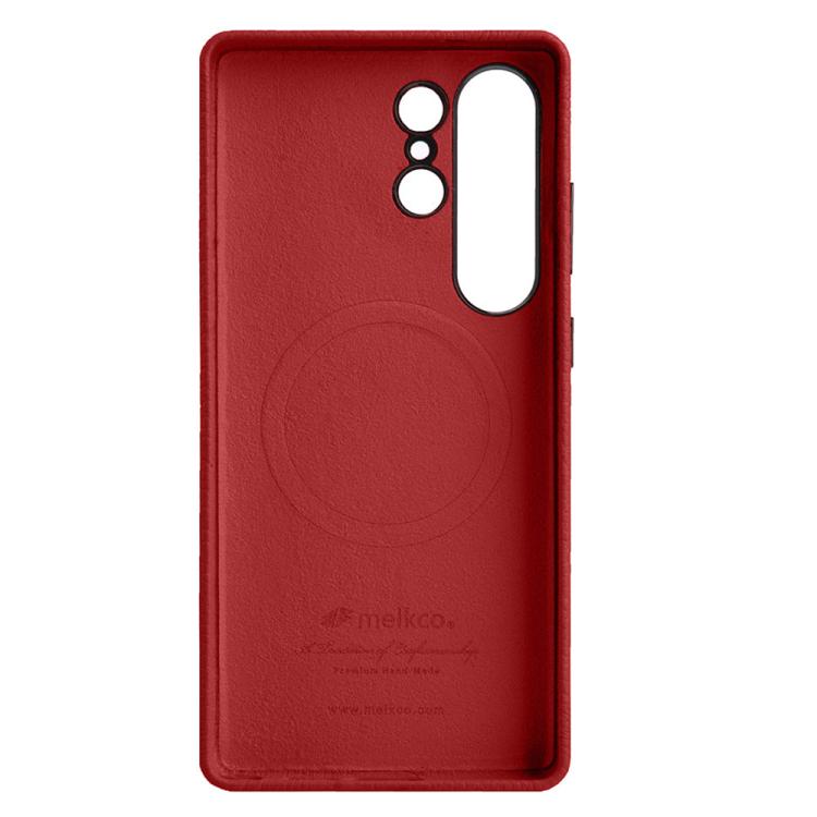 For Samsung Galaxy S25 Ultra 5G melkco Litchi Texture Magnetic Full Coverage Genuine Leather Phone Case