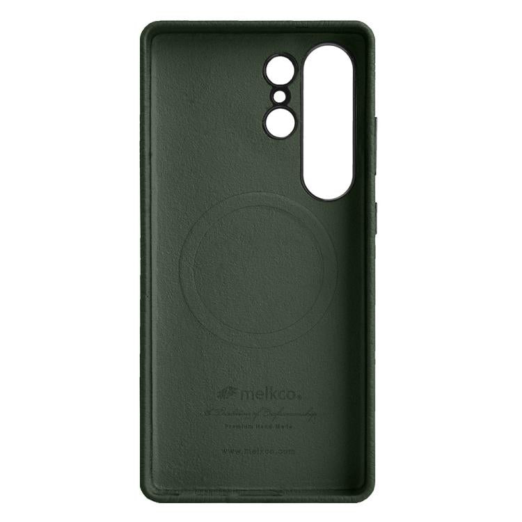 For Samsung Galaxy S25 Ultra 5G melkco Litchi Texture Magnetic Full Coverage Genuine Leather Phone Case