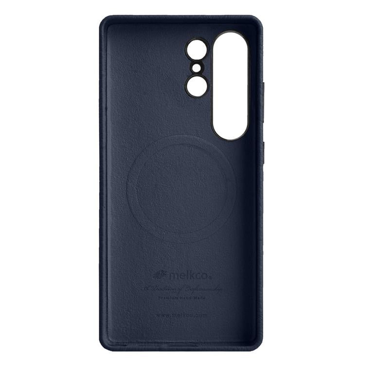 For Samsung Galaxy S25 Ultra 5G melkco Litchi Texture Magnetic Full Coverage Genuine Leather Phone Case