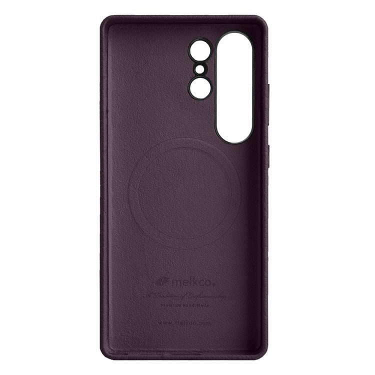 For Samsung Galaxy S25 Ultra 5G melkco Litchi Texture Magnetic Full Coverage Genuine Leather Phone Case