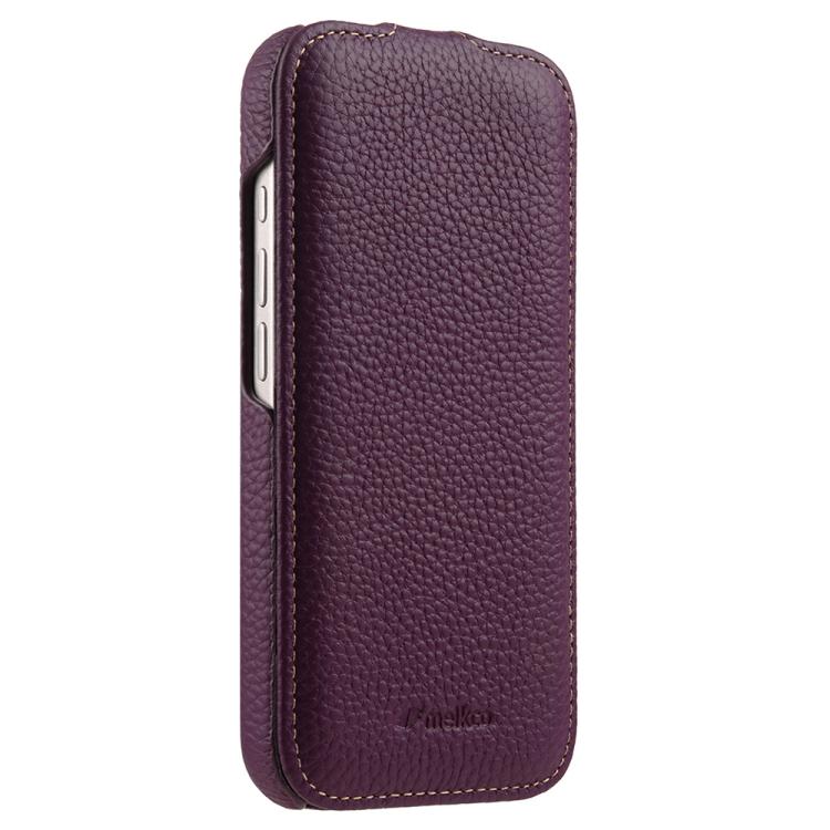 For iPhone 17 Pro melkco Litchi Texture Vertical Flip Magnetic Genuine Leather Phone Case