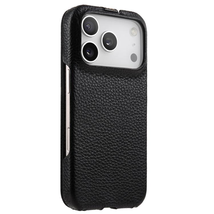 For iPhone 17 Pro melkco Litchi Texture Vertical Flip Magnetic Genuine Leather Phone Case