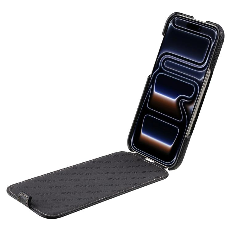 For iPhone 17 Pro melkco Litchi Texture Vertical Flip Magnetic Genuine Leather Phone Case