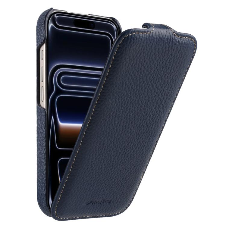 For iPhone 17 Pro melkco Litchi Texture Vertical Flip Magnetic Genuine Leather Phone Case