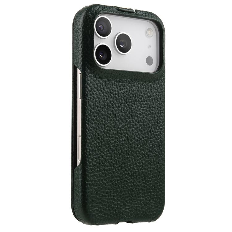 For iPhone 17 Pro melkco Litchi Texture Vertical Flip Magnetic Genuine Leather Phone Case