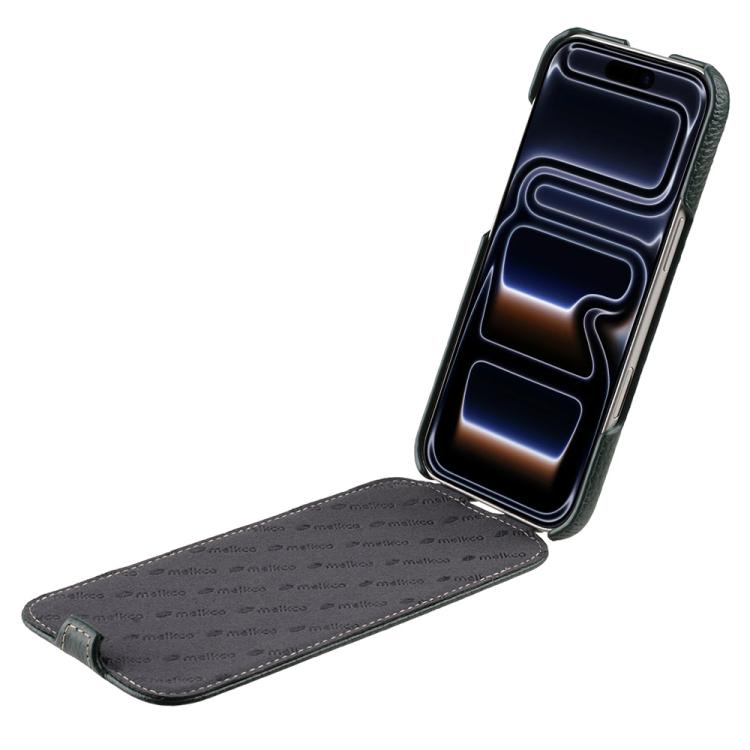 For iPhone 17 Pro melkco Litchi Texture Vertical Flip Magnetic Genuine Leather Phone Case