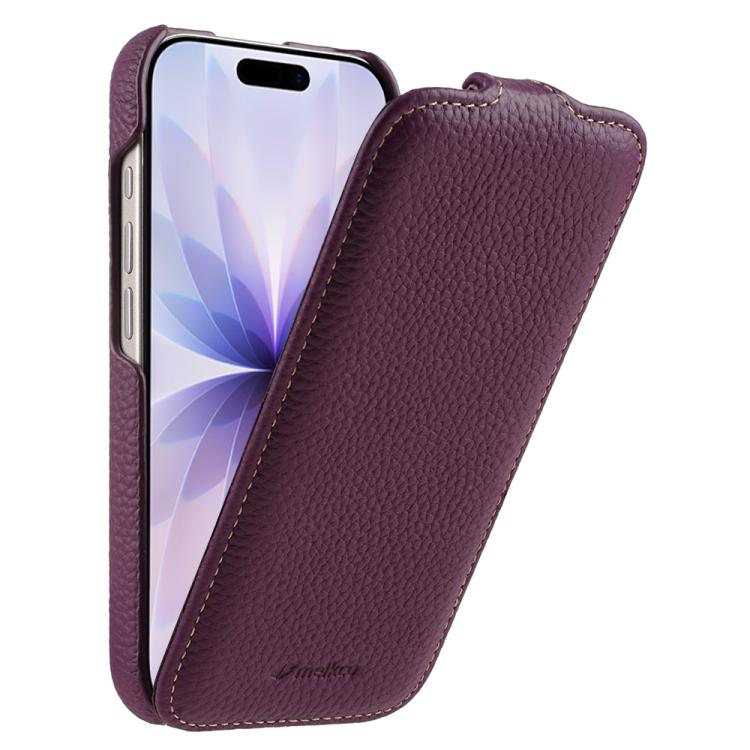 For iPhone 17 melkco Litchi Texture Vertical Flip Magnetic Genuine Leather Phone Case