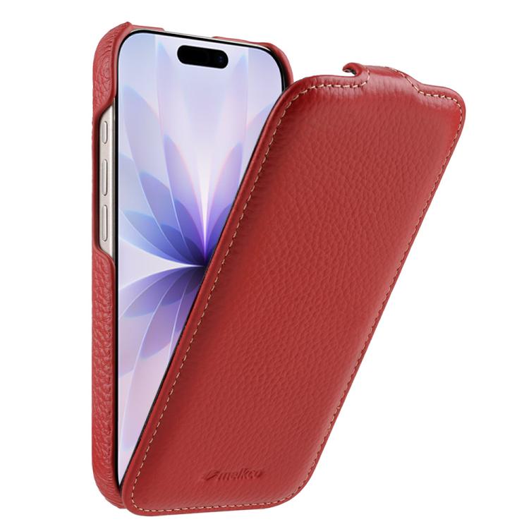 For iPhone 17 melkco Litchi Texture Vertical Flip Magnetic Genuine Leather Phone Case