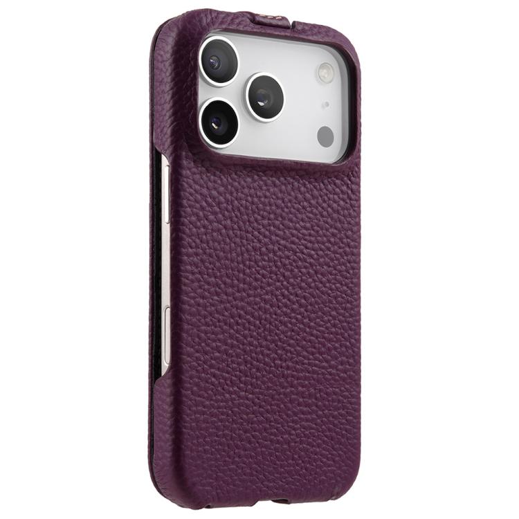 For iPhone 17 Pro Max melkco Litchi Texture Vertical Flip Magnetic Genuine Leather Phone Case