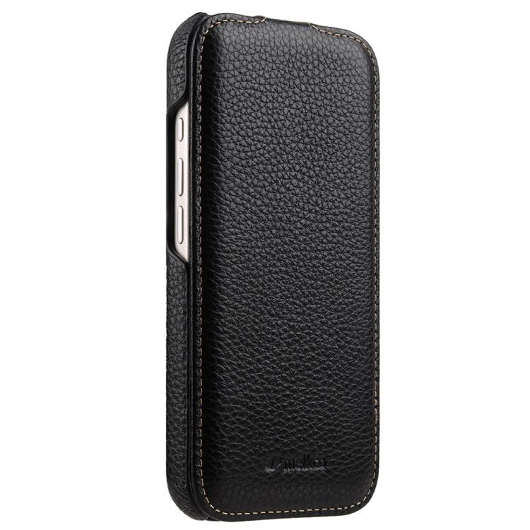 For iPhone 17 Pro Max melkco Litchi Texture Vertical Flip Magnetic Genuine Leather Phone Case